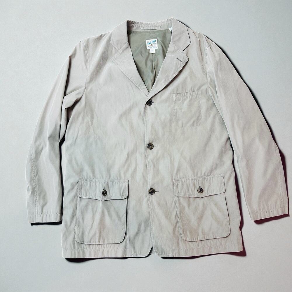 TravelSmith Safari Blazer L Long Khaki Field Jacket Light Travel Sport Coat